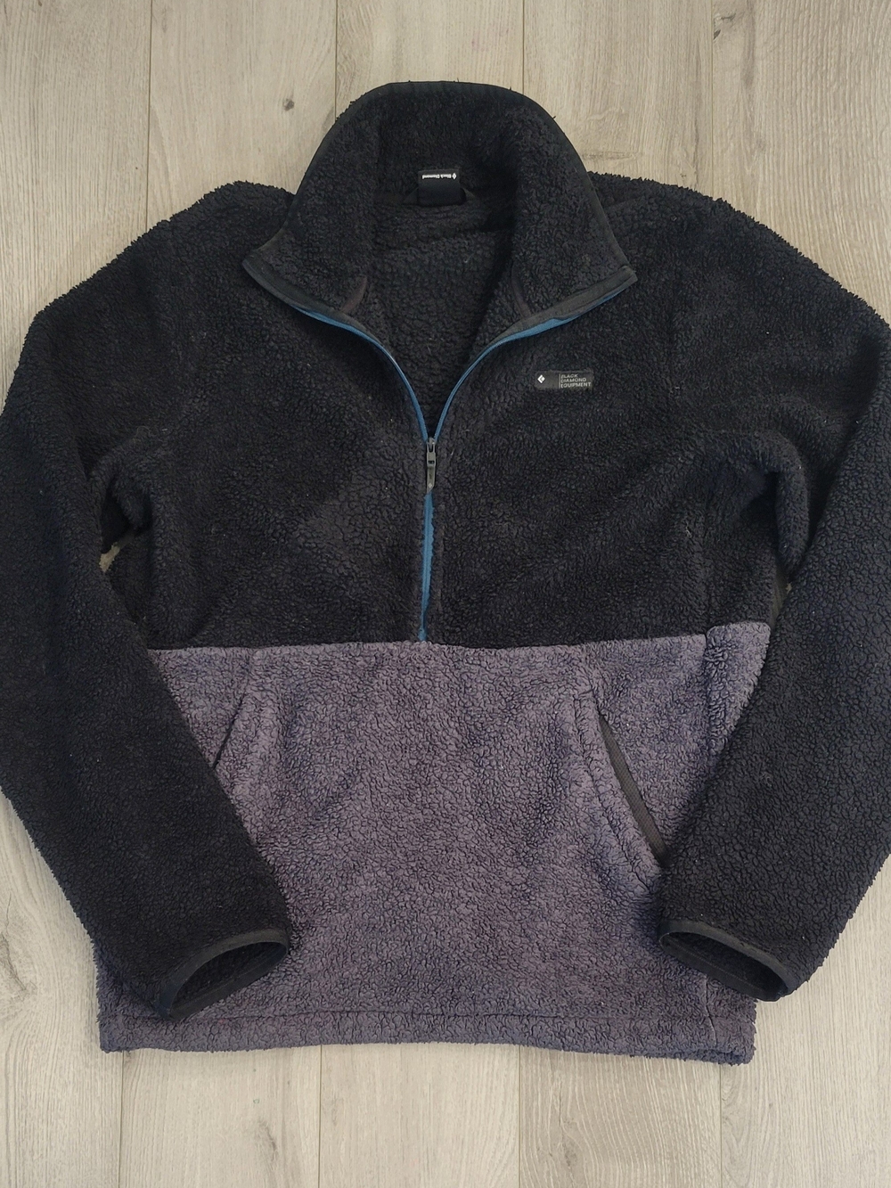 Black Diamond Men's Two-Tone Half Zip-Up Sherpa Fleece - Black & Gray